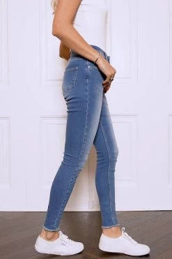 Mid Blue Raw Hem Perfect Skinny Jeans -Classic Fashion Clothing Store 1388ab15f7e0a4ac59dc2ccf4bbc5945b143e407