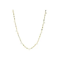 MARLYN SCHIFF GOLD PLATED NATURAL STONE BEADED NECKLACE