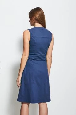 Indigo Blue Button Front Sleeveless Denim Dress -Classic Fashion Clothing Store 2020 03 18 sosandar ecom shot 44 s20ddo50dm001w 38103