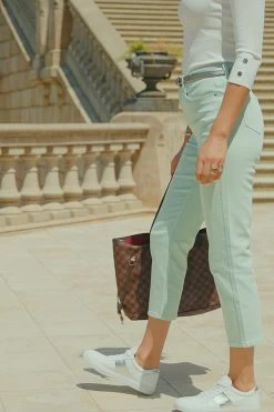 Mint Green Cropped Straight Leg Jeans -Classic Fashion Clothing Store 222afb6ee3cd91474fc3f2d39794845dbad2b7b2