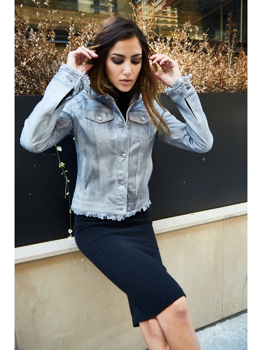 JKT NYC Alexa Patina Leather Jacket STEEL 3 JKT NYC Alexa Patina Leather Jacket STEEL