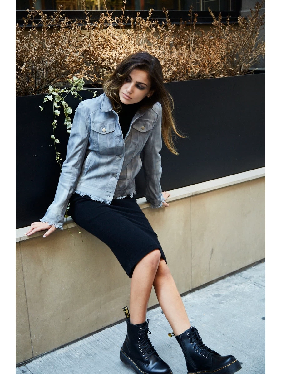 JKT NYC Alexa Patina Leather Jacket STEEL 4 JKT NYC Alexa Patina Leather Jacket STEEL - Image 2