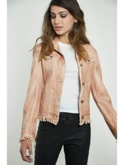 JKT NYC Alexa Patina Leather Jacket AU LAIT