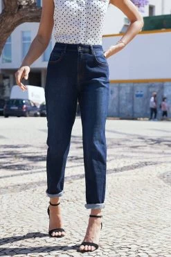 Dark Indigo Slim Leg Mom Jeans -Classic Fashion Clothing Store 30b23b1a0cd32db37cd7479281f41e0b73925540