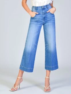 Black Orchid Emma Double Yoke Wide Leg Crop BRIGHT BLUE