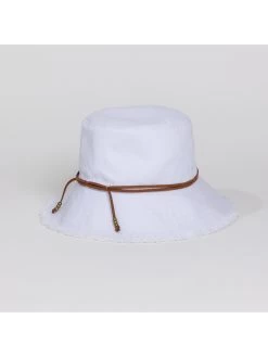 HAT ATTACK FRINGED BUCKET HAT WHITE