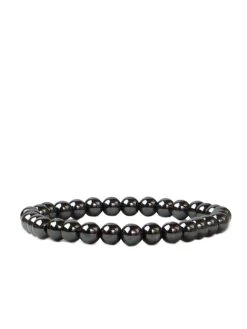 MARLYN SCHIFF 6 MM METAL BEADED STRETCH BRACELET HEMATITE