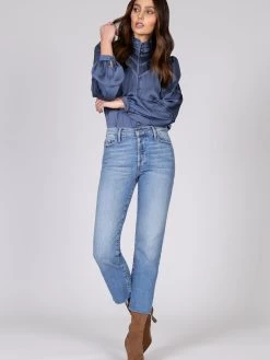 Black Orchid Brooklyn Straight Fray Jeans MEDIUM BLUE -Classic Fashion Clothing Store AA0B498C1417000PRODUCT 01