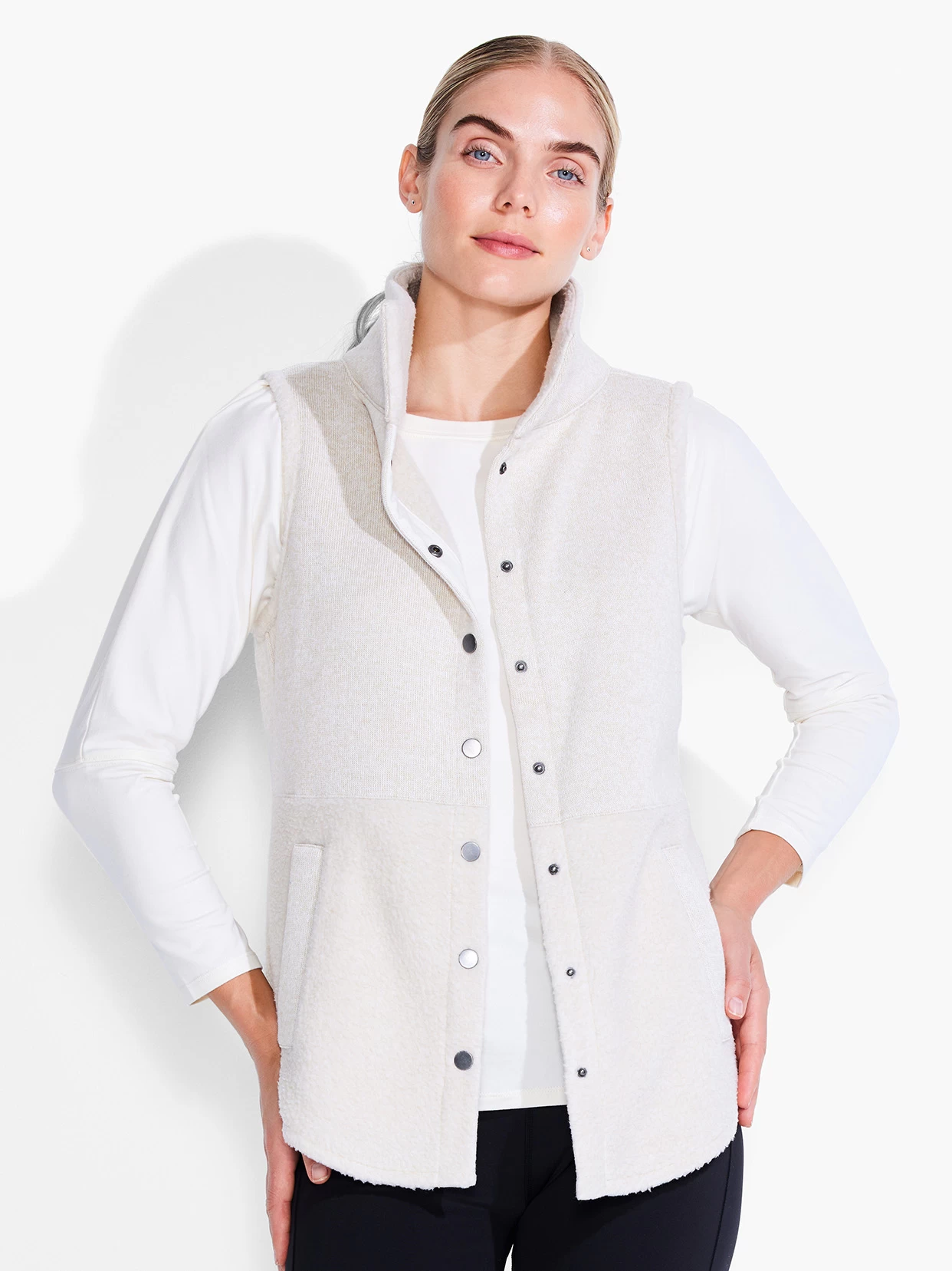 Fleece Knit Vest ALABASTER 3 Fleece Knit Vest ALABASTER