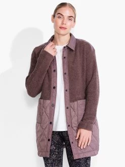 Quilted Mix Media Coat COCOA