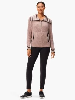 Stripe Detail Zip Front Sweater NEUTRAL MULTI -Classic Fashion Clothing Store ACTW238178NUMPRODUCT 04