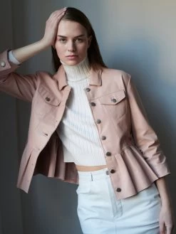 JKT Brie Burnished Leather With Peplum Hem -Classic Fashion Clothing Store C982F7487D32PTLPRODUCT 06