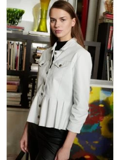 JKT Brie Burnished Leather With Peplum Hem WHITE 9 JKT Brie Burnished Leather With Peplum Hem WHITE -Classic Fashion Clothing Store C982F7487D32WHTPRODUCT 03