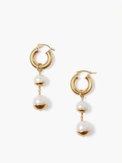 Chan Luu - Double Pearl Drop Hoop PEARL