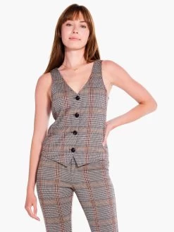 Sketched Plaid Knit Vest NEUTRAL MULTI