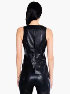 Faux Leather Twist Front Tank BLACK ONYX -Classic Fashion Clothing Store F231043BLXPRODUCT 03