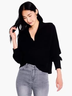 Drape Collar Shaker Sweater