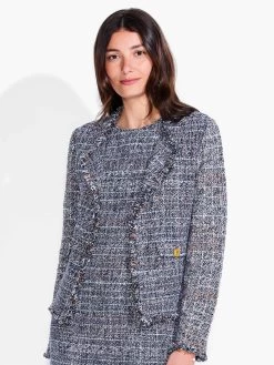 Novelty Fringe Mix Jacket BLUE MULTI