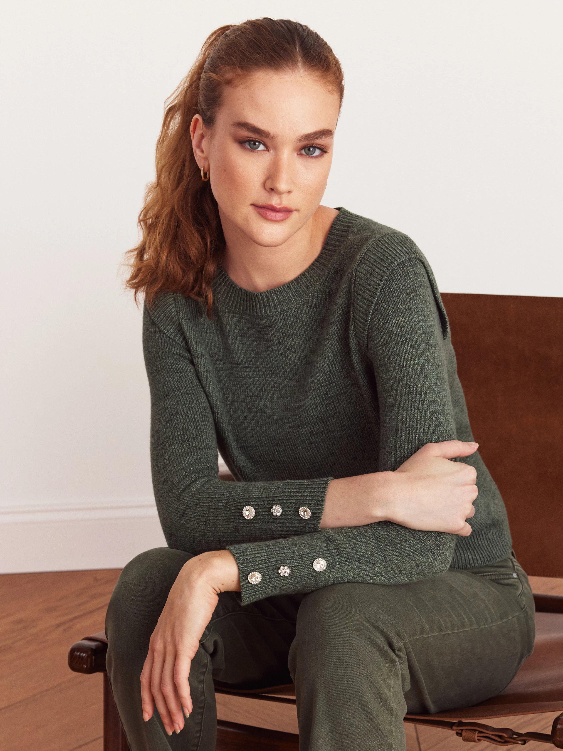 Playful Cuff Sweater GREEN MIX 3 Playful Cuff Sweater GREEN MIX