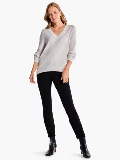 Waffle Stitch V-Neck Sweater CREAM -Classic Fashion Clothing Store F231168CRMPRODUCT 04