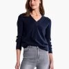 Waffle Stitch V-Neck Sweater DARK INDIGO -Classic Fashion Clothing Store F231168DIDPRODUCT 01