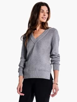 Waffle Stitch V-Neck Sweater MOONWALK