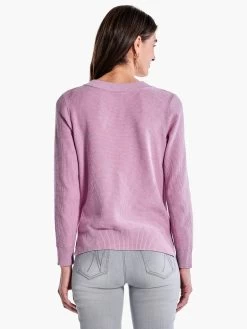 Waffle Stitch V-Neck Sweater MAUVE MIST 7 Waffle Stitch V-Neck Sweater MAUVE MIST -Classic Fashion Clothing Store F231168MMTPRODUCT 03