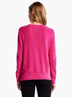 Waffle Stitch V-Neck Sweater SHOCKING PINK -Classic Fashion Clothing Store F231168SKPPRODUCT 03