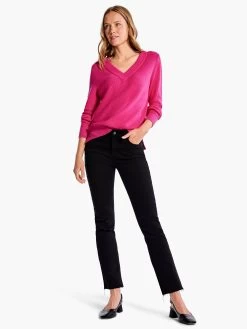 Waffle Stitch V-Neck Sweater SHOCKING PINK -Classic Fashion Clothing Store F231168SKPPRODUCT 04