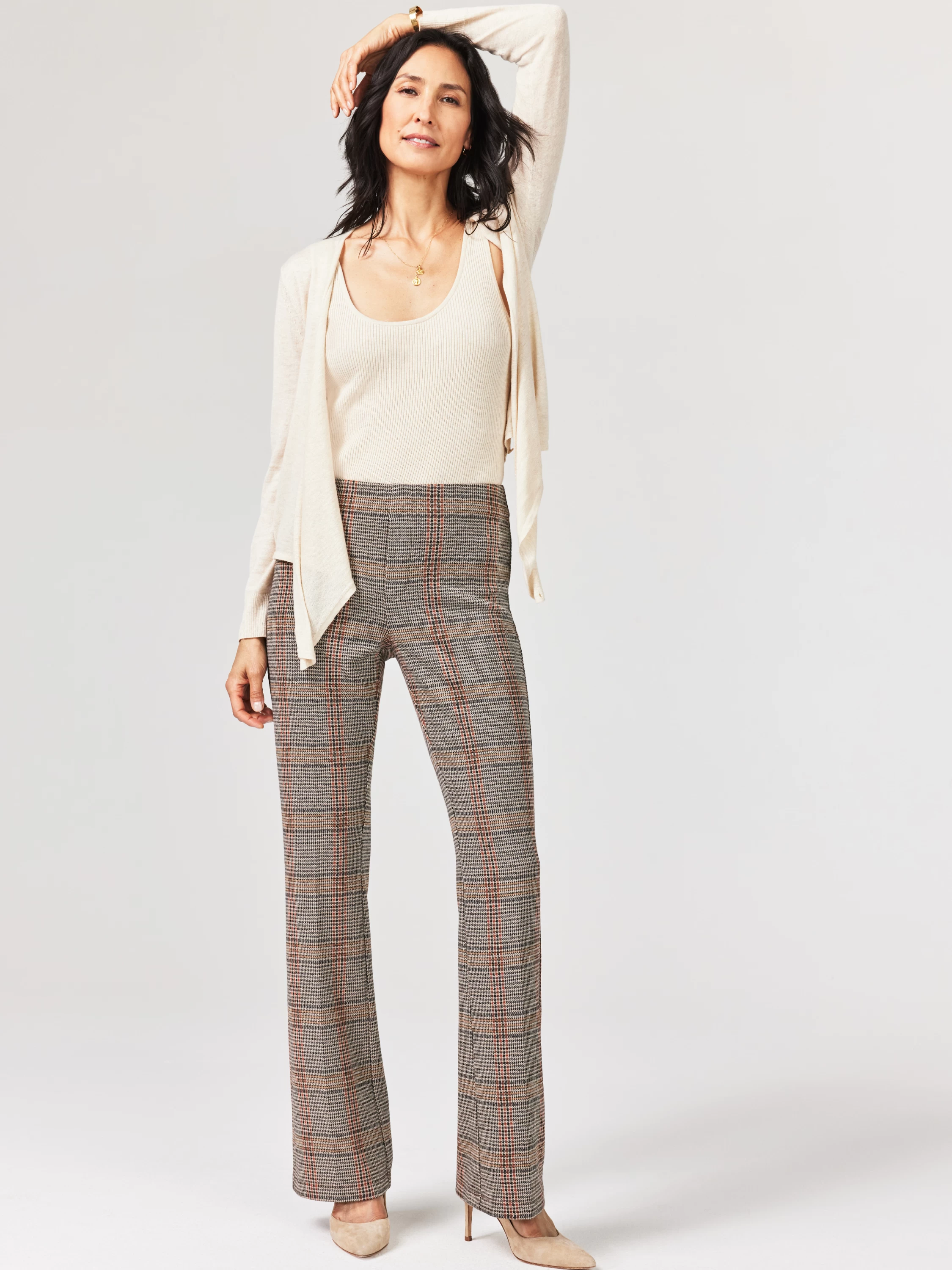 31" Sketched Plaid Bootcut Knit Pant NEUTRAL MULTI 4 31" Sketched Plaid Bootcut Knit Pant NEUTRAL MULTI - Image 2