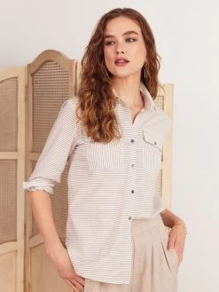 Sleek Striped Shirt NEUTRAL MULTI