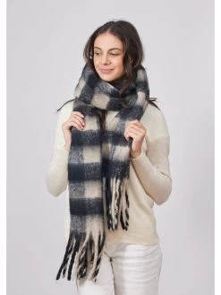 Hat Attack Elle Plaid Scarf BLACK COMBO