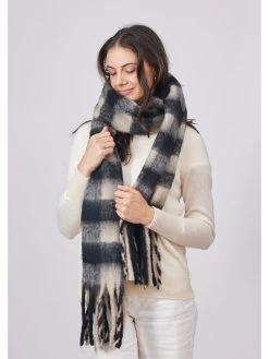 Hat Attack Elle Plaid Scarf BLACK COMBO -Classic Fashion Clothing Store FD82AE7EF318BLKPRODUCT 03