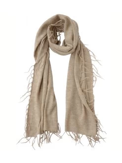 Meg Cohen Full Fringe Alpaca Scarf TAN