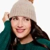 Hat Attack Cashmere Hat With Faux Fur Pom TAUPE -Classic Fashion Clothing Store HEHC115TPEPRODUCT 02