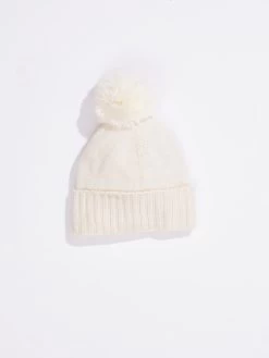 Hat Attack Cashmere Hat With Faux Fur Pom IVORY