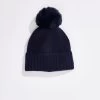 Hat Attack Cashmere Hat With Faux Fur Pom NAVY -Classic Fashion Clothing Store HEHC115 NVY