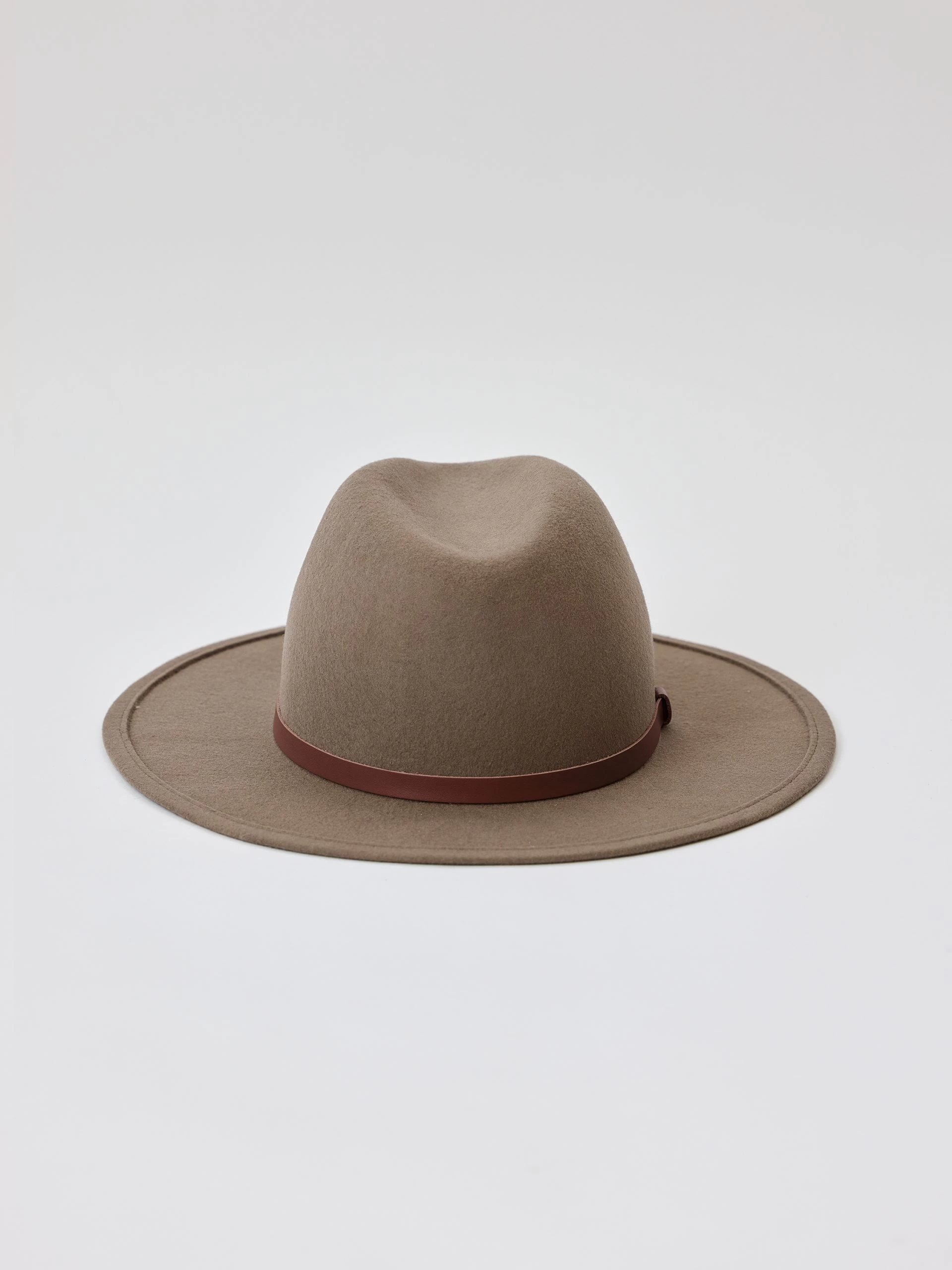 Hat Attack Chelsea Felt Hat With Leather Trim TAUPE 3 Hat Attack Chelsea Felt Hat With Leather Trim TAUPE