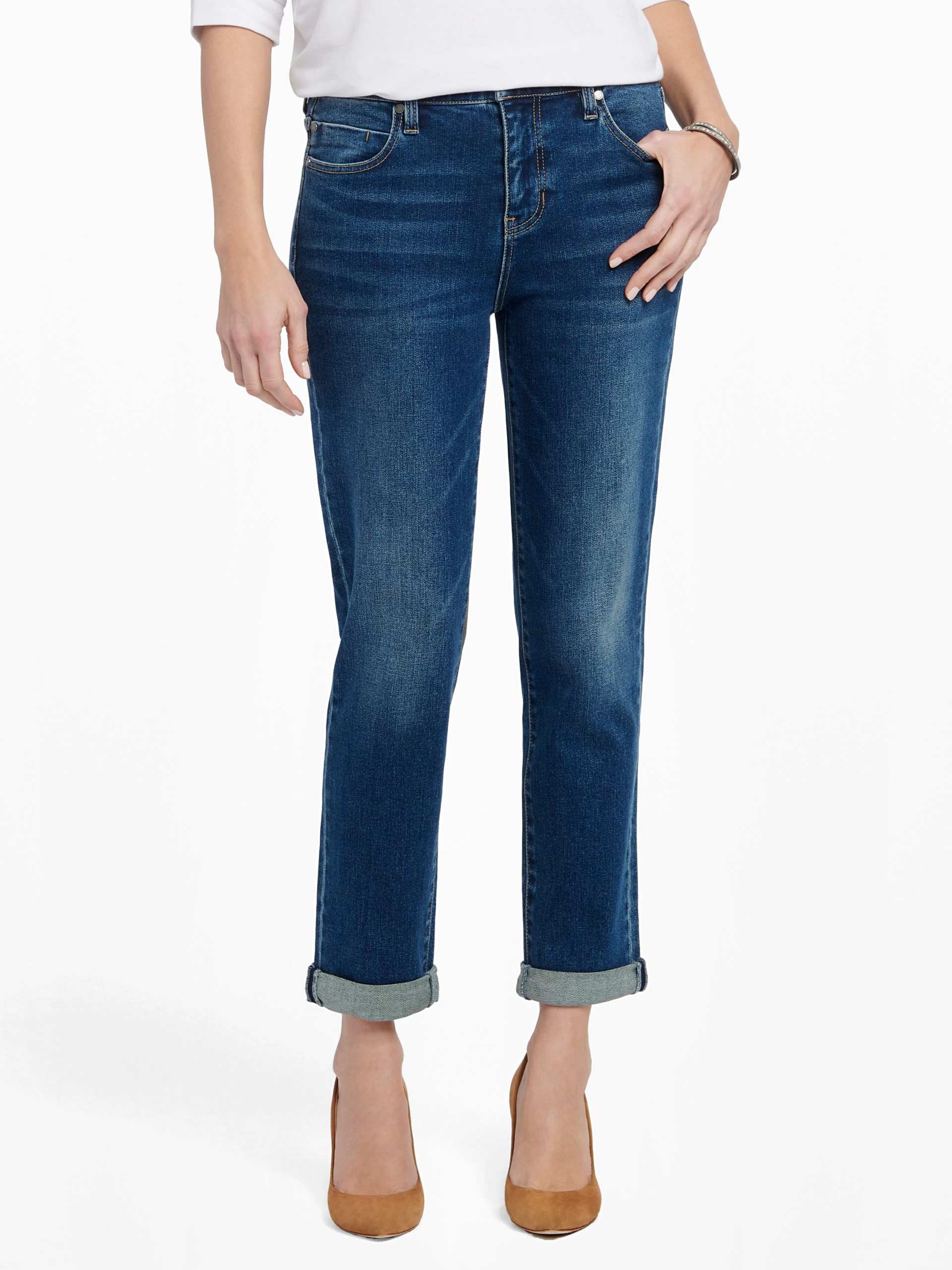 Liverpool Marley Girlfriend Roll Cuff Jean DEEP DENIM 4 Liverpool Marley Girlfriend Roll Cuff Jean DEEP DENIM - Image 2