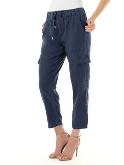 Liverpool Elastic Waistband Cargo Pant NAVY