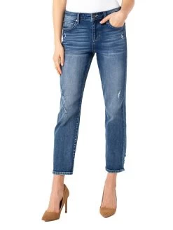 Liverpool - Kennedy Crop Straight W/ Cut Hem MEDIUM WASH