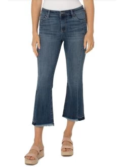 Liverpool - Hannah Crop Flare DARK WASH