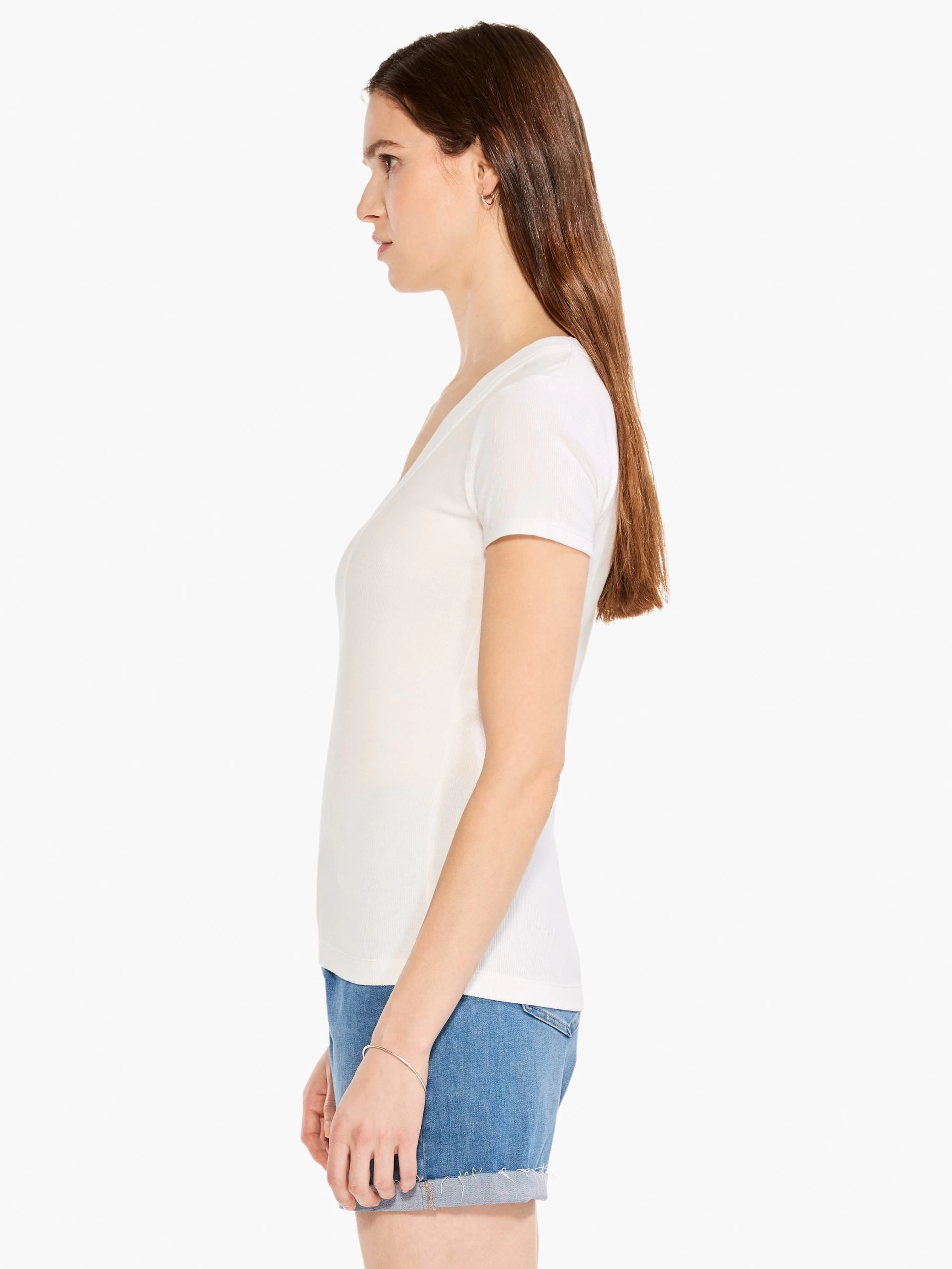 Perfect Knit Rib Short Sleeve V Tee PAPER WHITE 4 Perfect Knit Rib Short Sleeve V Tee PAPER WHITE - Image 2