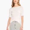 Perfect Knit Rib Elbow Sleeve Boat Neck Tee PAPER WHITE