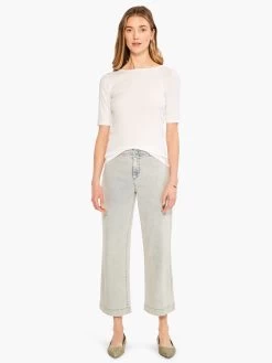 Perfect Knit Rib Elbow Sleeve Boat Neck Tee PAPER WHITE -Classic Fashion Clothing Store M231049PWHPRODUCT 04