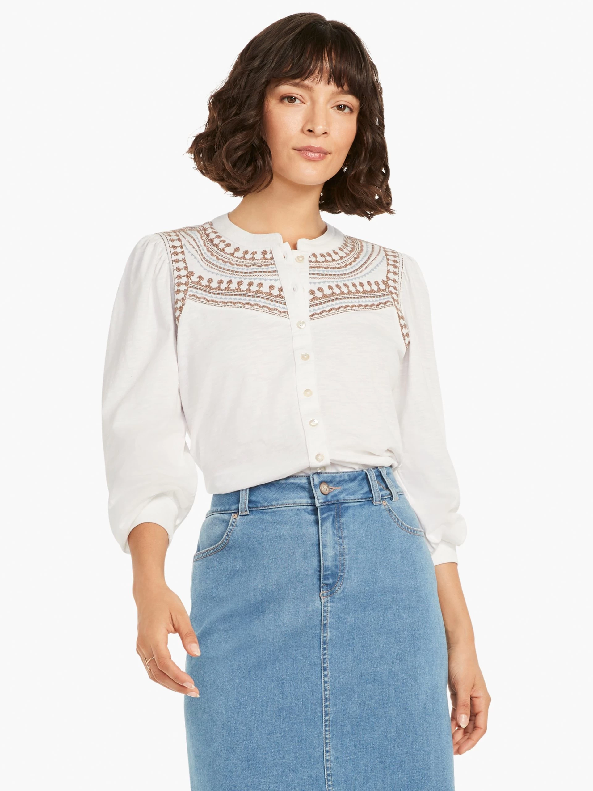 Embroidered Pop Shirt WHITE MULTI 3 Embroidered Pop Shirt WHITE MULTI