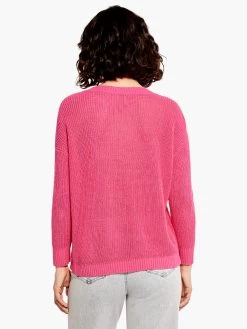Summer Split Neck Sweater SHOCKING PINK -Classic Fashion Clothing Store M231115SKPPRODUCT 03