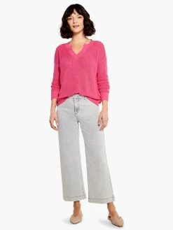 Summer Split Neck Sweater SHOCKING PINK -Classic Fashion Clothing Store M231115SKPPRODUCT 04