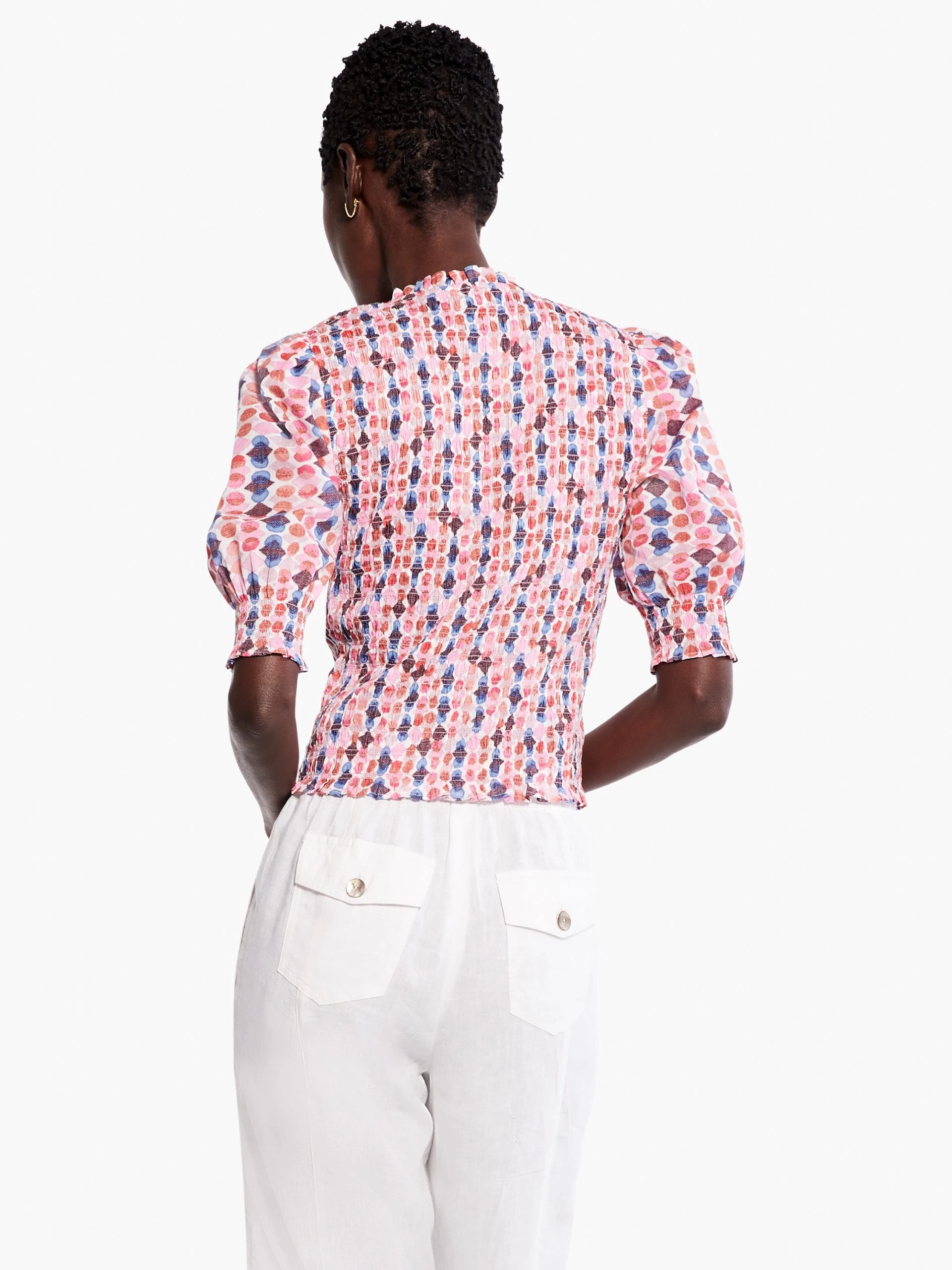 Geo Dots Smocked Top PINK MULTI 5 Geo Dots Smocked Top PINK MULTI - Image 3