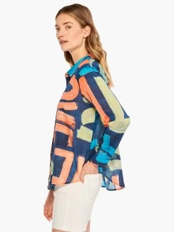 Love Art Joy Crinkle Shirt INDIGO MULTI 9 Love Art Joy Crinkle Shirt INDIGO MULTI -Classic Fashion Clothing Store M231643IMIPRODUCT 02